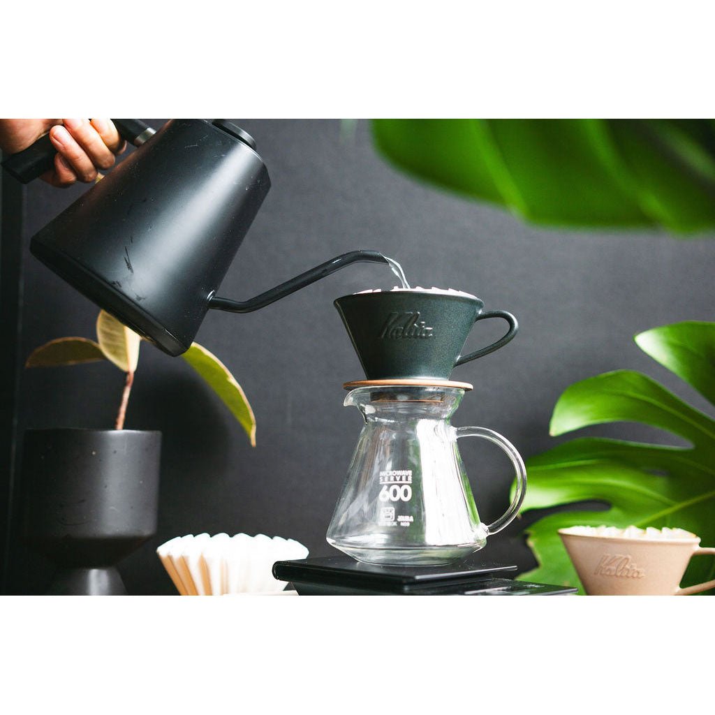Kalita MINO 185 Ceramic Pour-Over Coffee Dripper - Sand Black, Japanese Mino Ware (2-4 Cups)