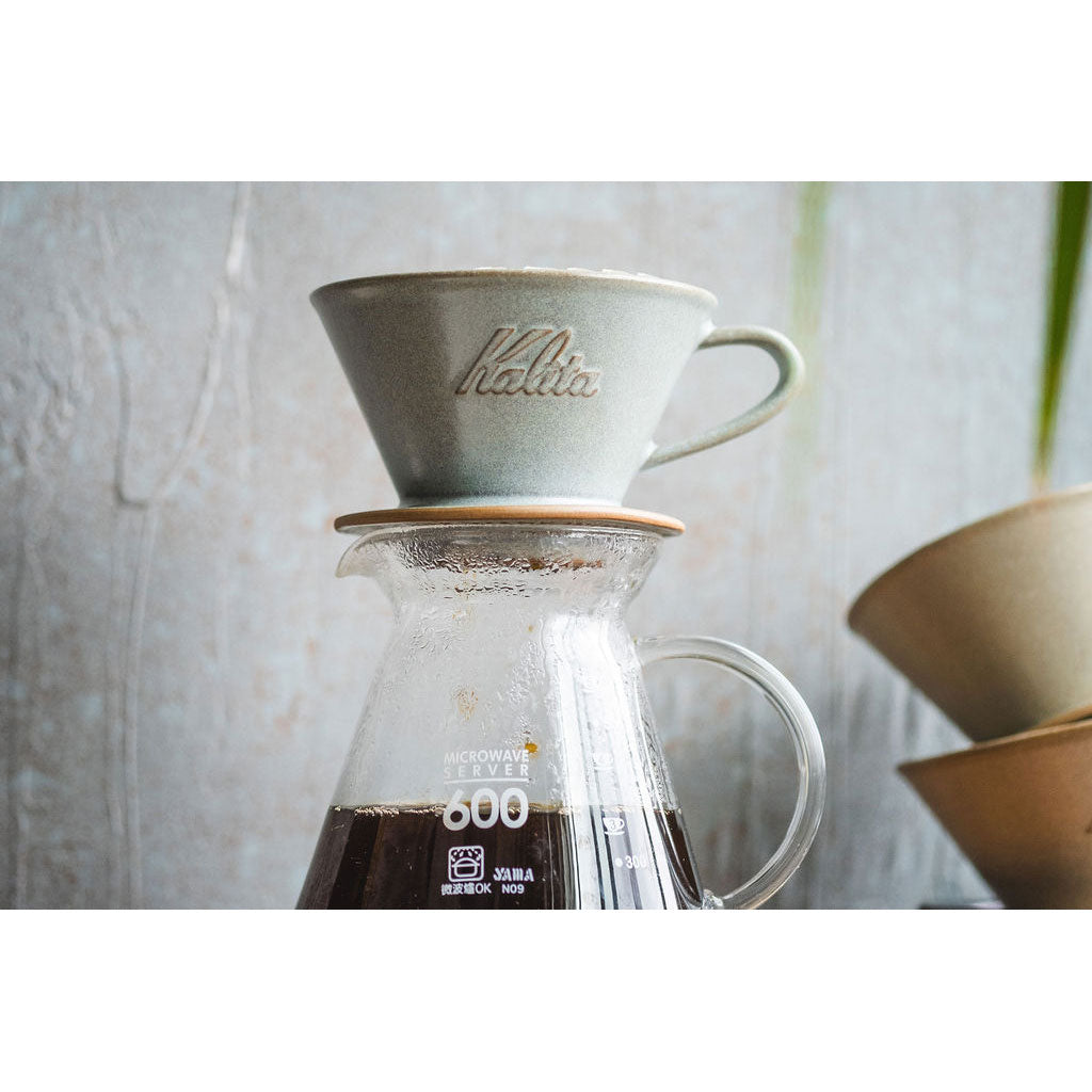 Kalita MINO 185 Ceramic Pour-Over Coffee Dripper - Sand Gray, Japanese Mino Ware (2-4 Cups)