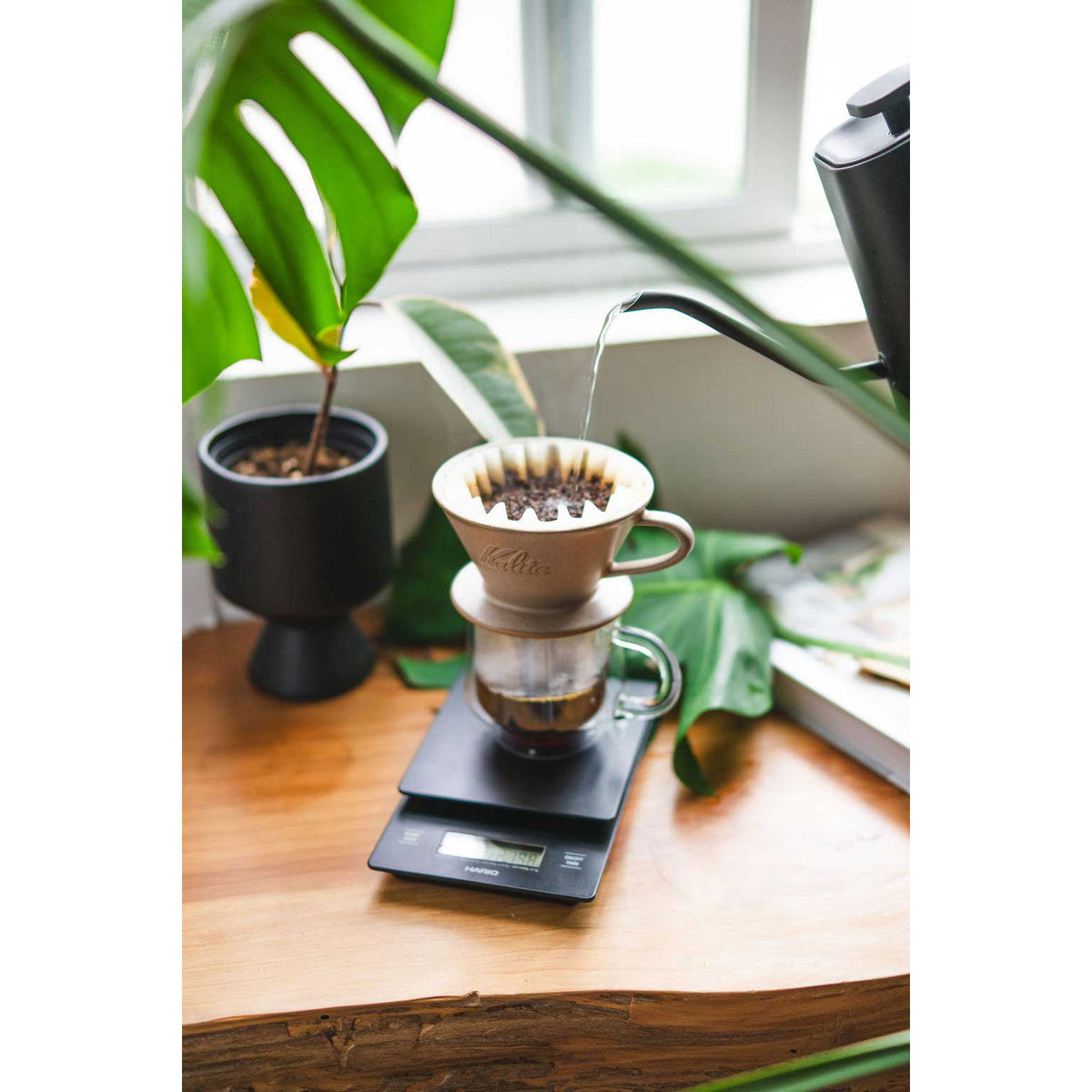 Kalita MINO 185 Ceramic Pour-Over Coffee Dripper - Sand Brown, Japanese Mino Ware (2-4 Cups)
