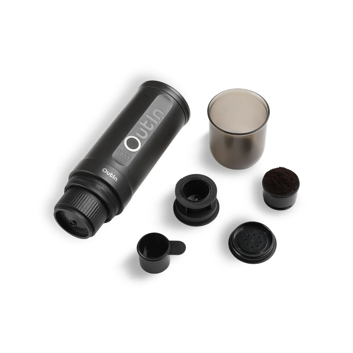 OutIn Nano Portable Electric Espresso Machine - Space Grey, 20-Bar Self-Heating (12V/USB-C)