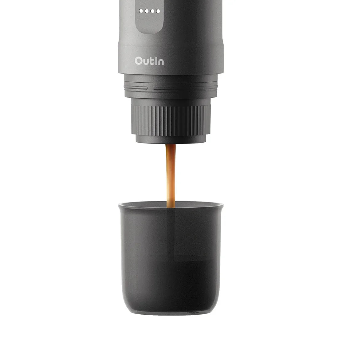 OutIn Nano Portable Electric Espresso Machine - Space Grey, 20-Bar Self-Heating (12V/USB-C)