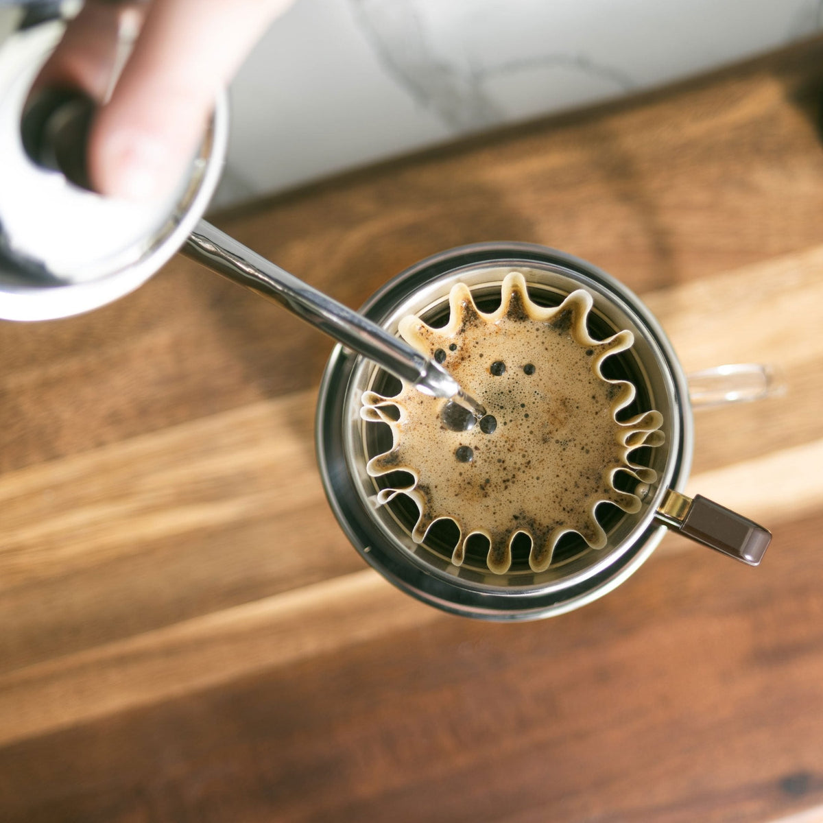 Kalita Wave 155 Stainless Steel Pour-Over Coffee Dripper - Flat-Bottom 3-Hole Brewer (1-2 Cups)