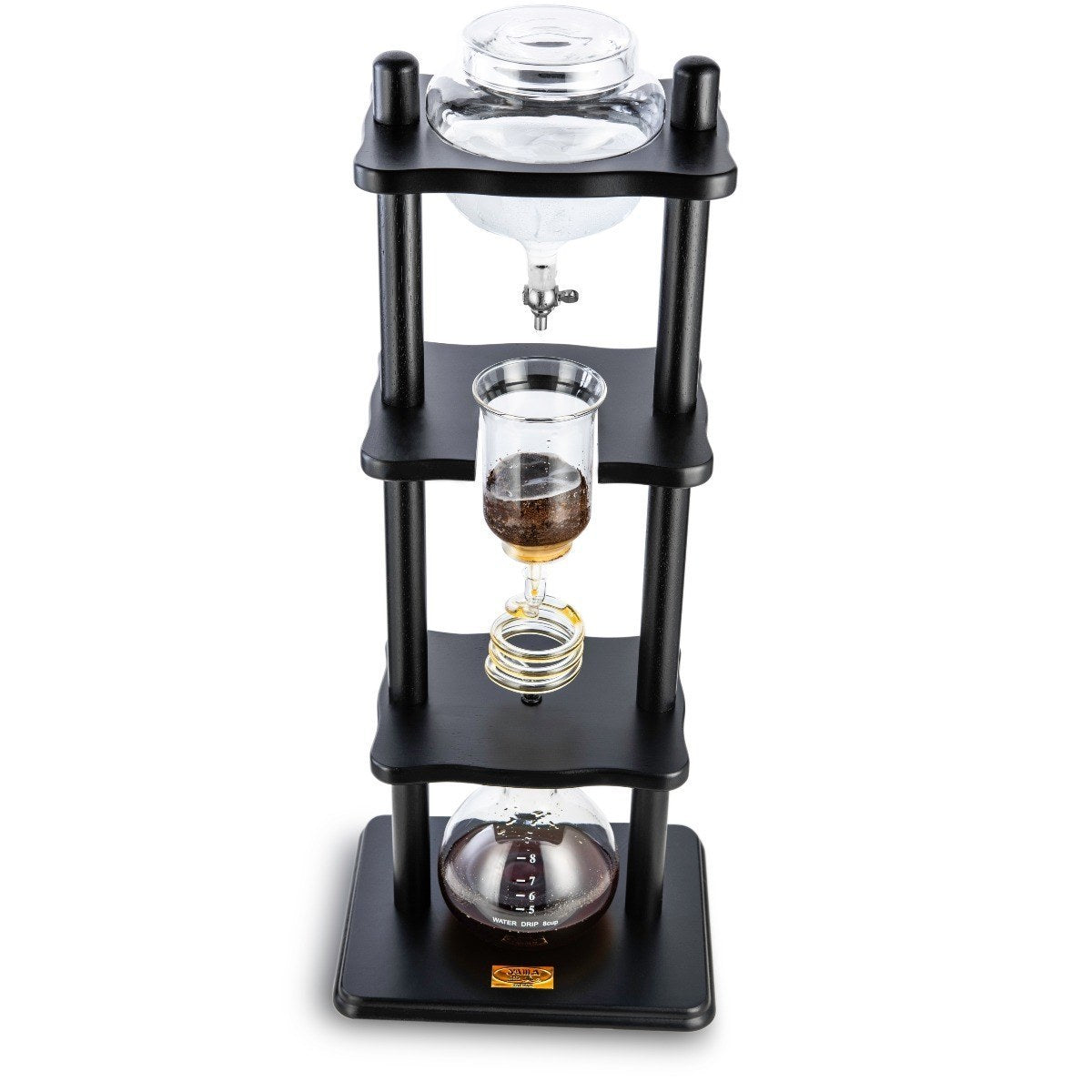 Yama Glass Cold Brew Tower – Black Straight Frame – 6–8 Cup (32 oz) Espresso Parts