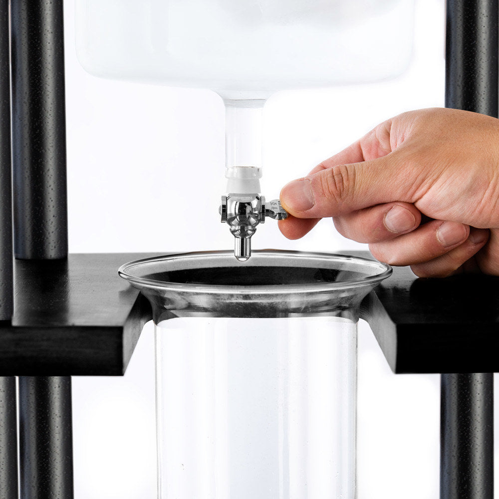 Yama Glass Cold Brew Tower – Black Straight Frame – 25 Cup (100 oz) Espresso Parts