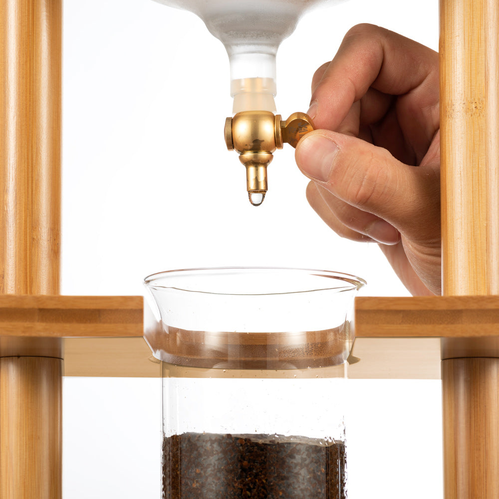 Yama Glass Cold Brew Tower – Bamboo Straight Frame – 6–8 Cup (32 oz) Espresso Parts