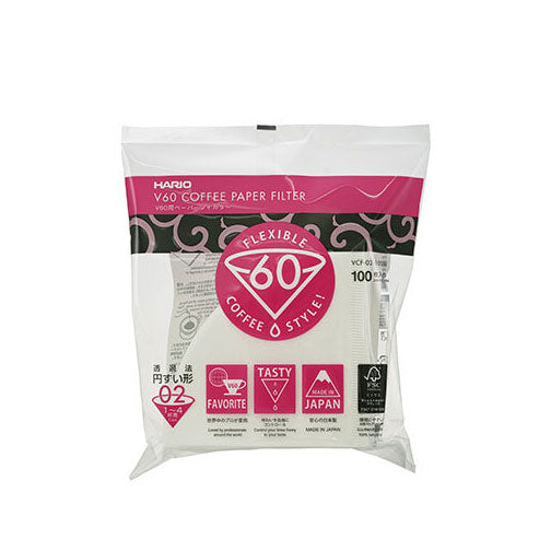 V60 White Paper Filters, Size 02 (100 ct) Espresso Parts