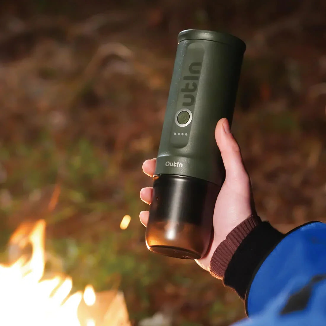 OutIn Nano Portable Electric Espresso Machine - Forest Green, 20-Bar Self-Heating (12V/USB-C)