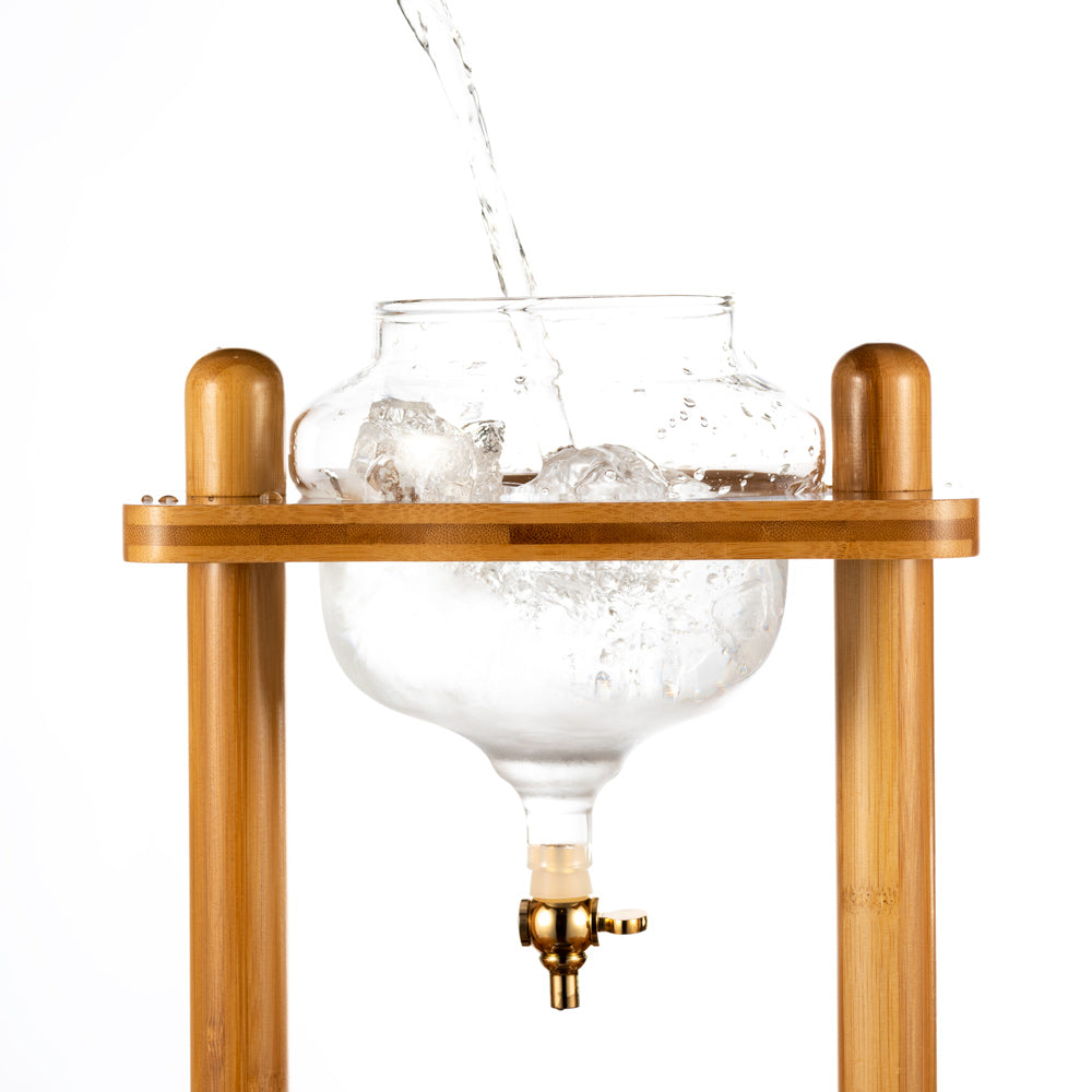 Yama Glass Cold Brew Tower – Bamboo Straight Frame – 6–8 Cup (32 oz) Espresso Parts