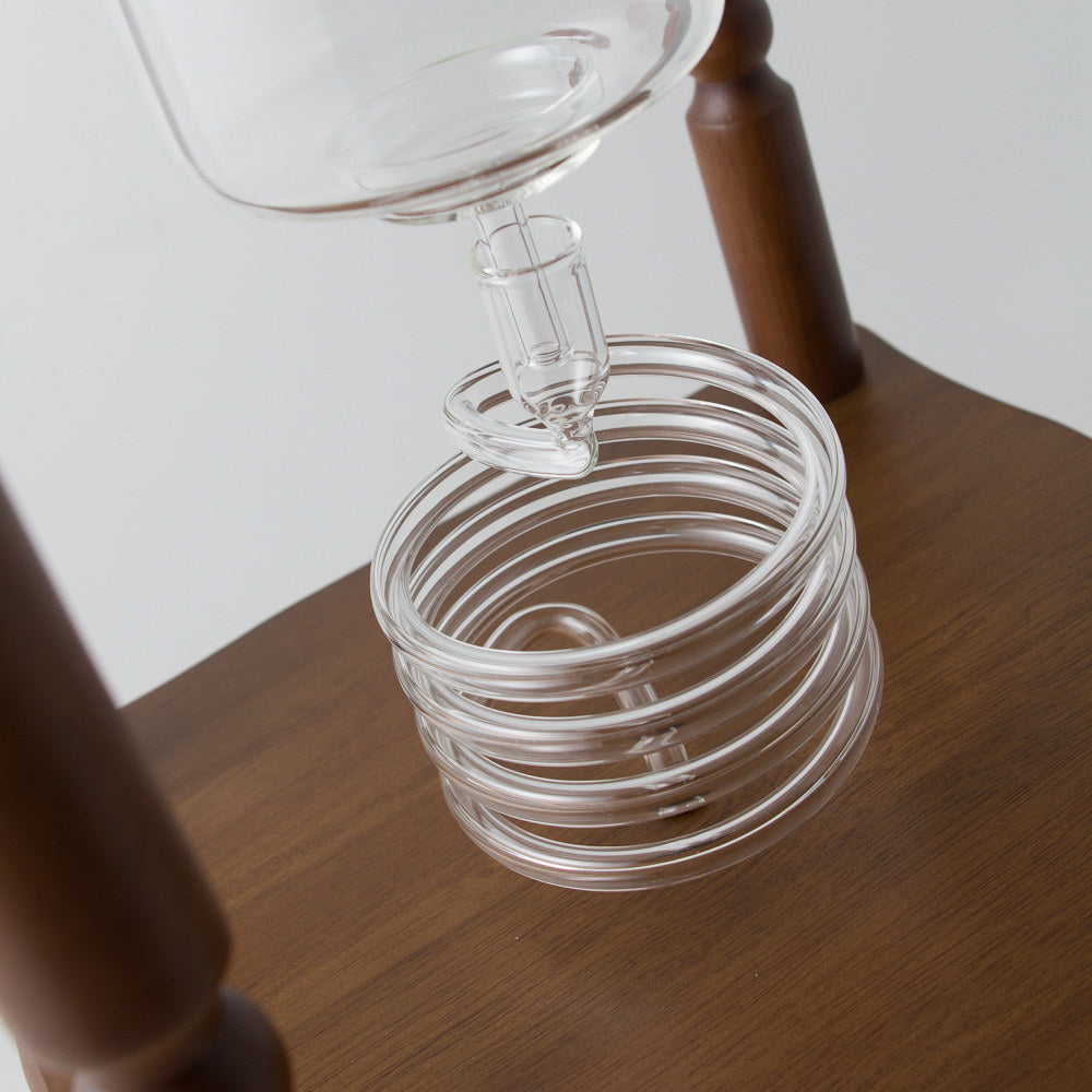Yama Glass Cold Brew Tower – Curved Brown Wood Frame – 25 Cup (100 oz) Espresso Parts